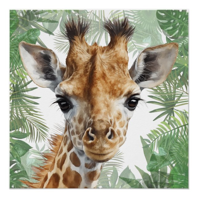 Poster Giraffe Jungle Background  (Devant)