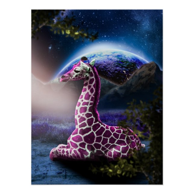 Poster Giraffe rose (Devant)