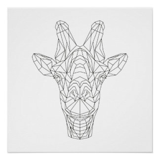 Poster Giraffe Tête Géométrique Noir & Blanc Art Moderne