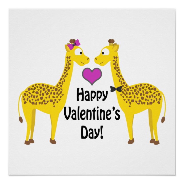 Poster Giraffes Heureuses Saintes-Valentin (Devant)