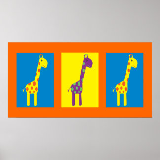 Poster Giraffes jolies et colorées personnalisables