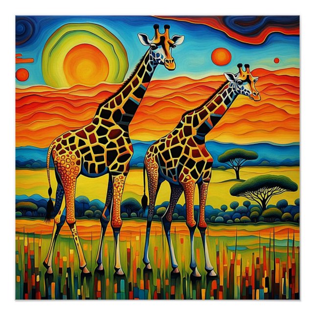 Poster Giraffes sur la Savannah (Devant)