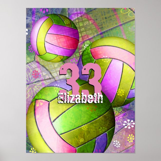 Poster Girls Volleyball avec le nom du joueur (Devant)