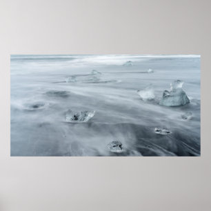 Poster Glace et eau sur une plage, Islande