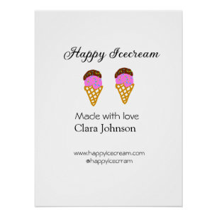 Poster Glace Happy ajouter nom site web médias sociaux 