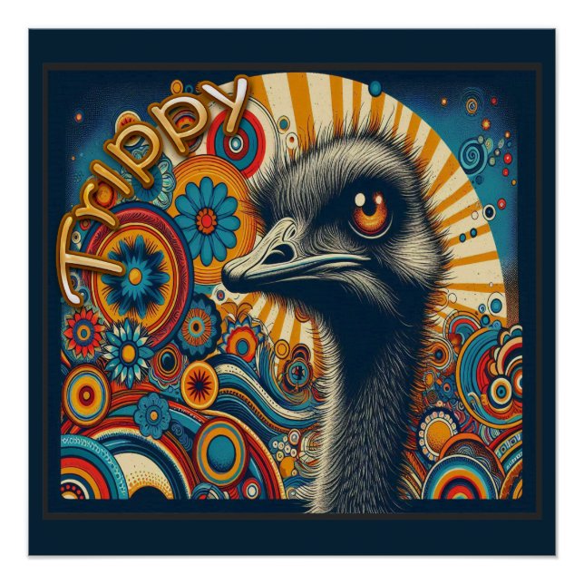 Poster glacé Trippy Ostrich (Devant)