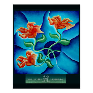 Poster glacé 'Wall Flowers III'