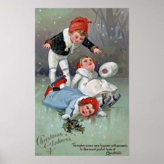 Poster Gladness de NoëlLes enfants de patinage sur glace  (Devant)