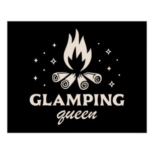 Poster Glamping reine fille noir esthétique drôle