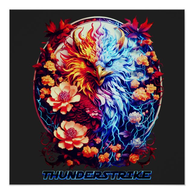 Poster Glossy Electric Neon Eagle  (Devant)