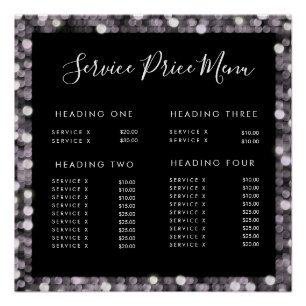 Poster Glossy Service Liste des prix Menu Editable Print