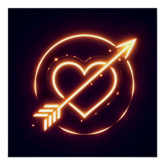 Poster glowing image of a heart with cupid's arrow (Devant)