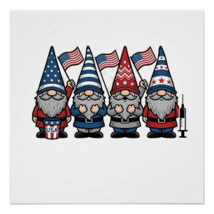 Poster Gnome infirmière patriotique Gravure vintage vecto