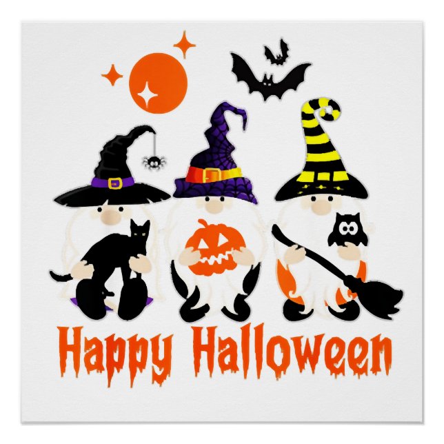 Poster Gnomes d'Halloween Mignon Citrouille d'Automne (Devant)