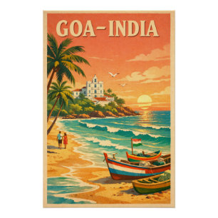 Poster Goa, Inde, dans un classique rétro de voyage