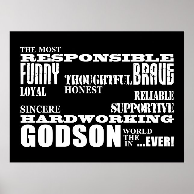 Poster Godsons Baptême Noël Anniversaire : Qualités (Devant)
