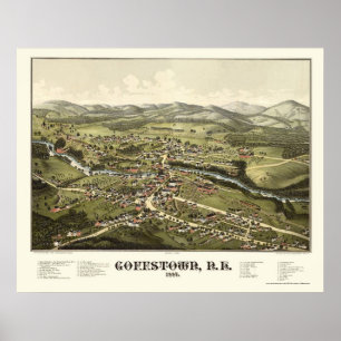 Poster Goffstown, carte panoramique de NH - 1887