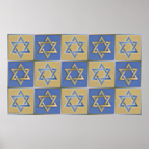 Poster Gold Blue Star de David Art Panels