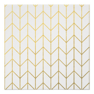 Poster Gold Chevron White Arrière - plan Modern Chic