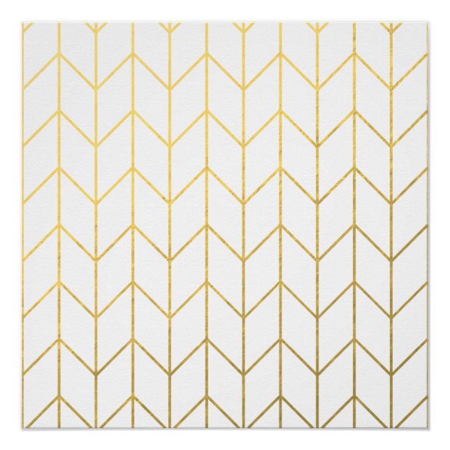 Poster Gold Chevron White Arrière - plan Modern Chic (Devant)
