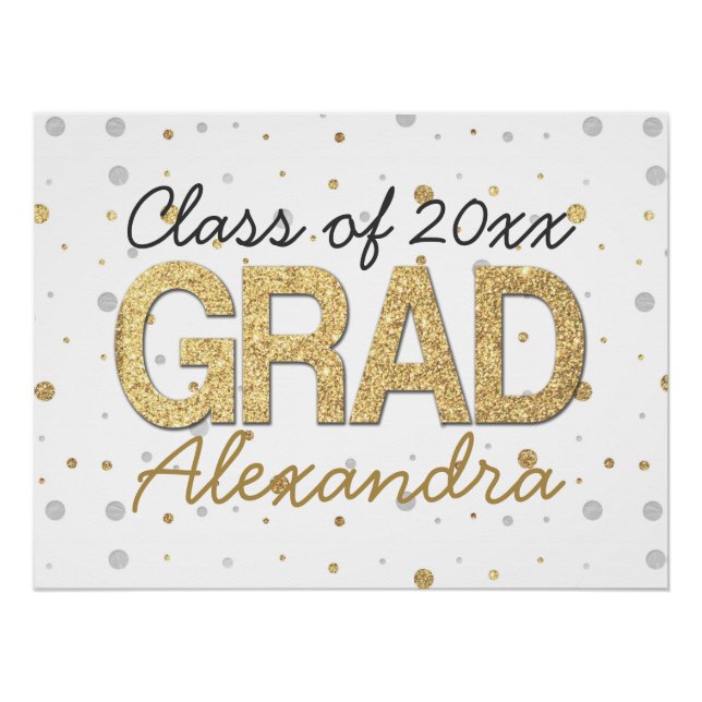 Poster Gold Foil Parties scintillant Confetti Graduation  (Devant)