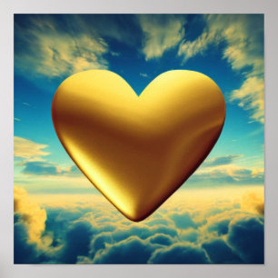 Poster Gold Heart at Sunrise
