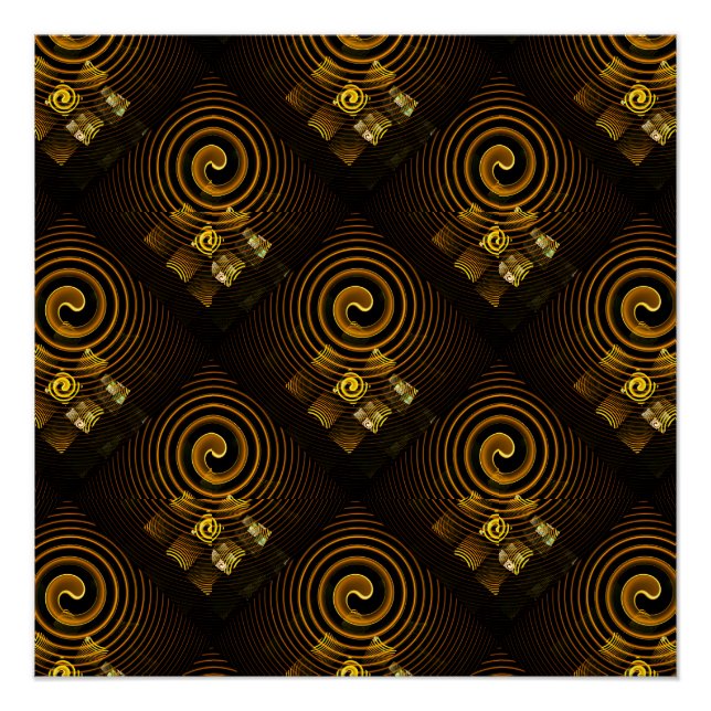 Poster Gold Modern Boho Elegant Abstract Art Pattern #502 (Devant)