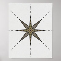 Poster Gold North Star 8x10"