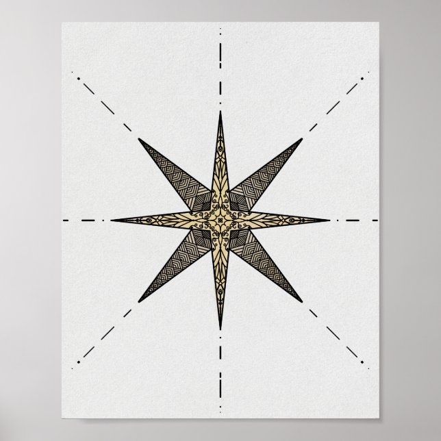 Poster Gold North Star 8x10" (Devant)