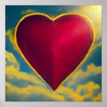 Poster Gold Rimmed Red Heart