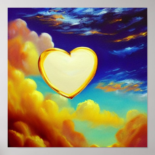 Poster Gold Rimmed White Heart (Devant)