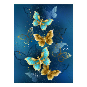 Poster Golden butterflies
