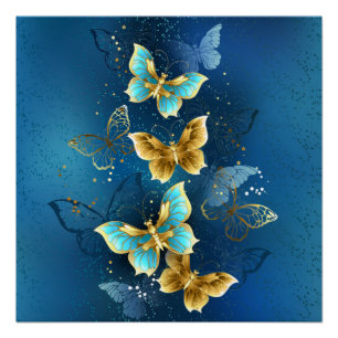 Poster Golden butterflies