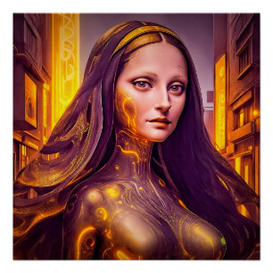 Poster Golden Cyborg Mona Lisa