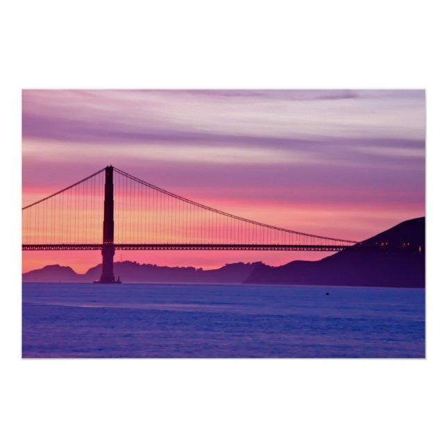 Poster Golden Gate Bridge au coucher du soleil (Devant)