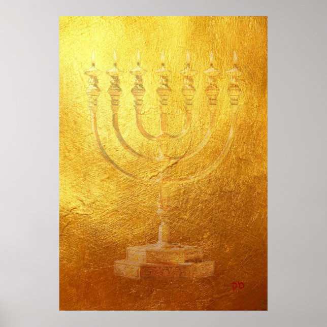 Poster Golden Menorah Judaica (Devant)