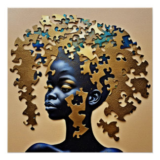 Poster Golden Mind Awakening – Puzzle Soul Goddess Art