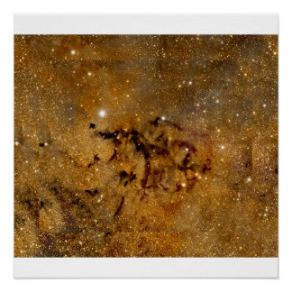 Poster Golden Nebula Starfield - OEuvre murale cosmique
