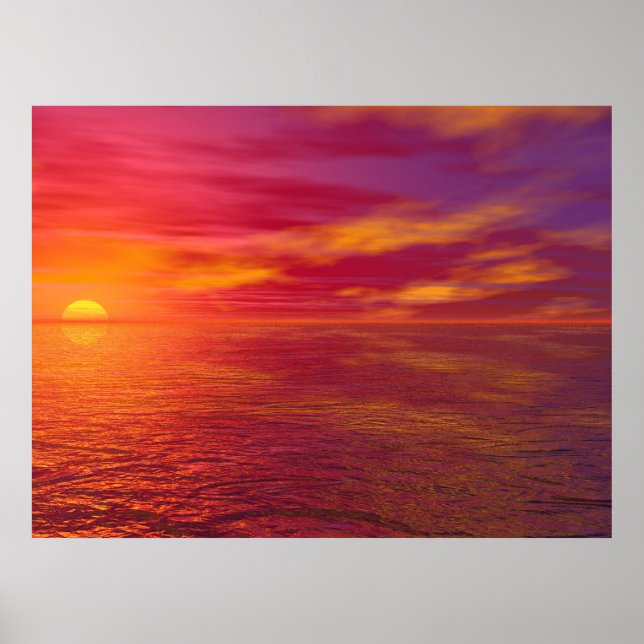 Poster Golden Ocean Sunset (Devant)