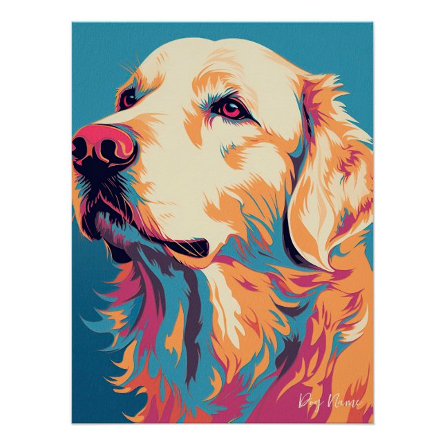 Poster Golden Retriever Dog 005 - Bruno Pokopen (Devant)