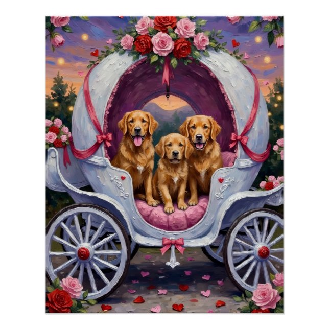 Poster Golden Retriever Dog Valentine's Day  (Devant)