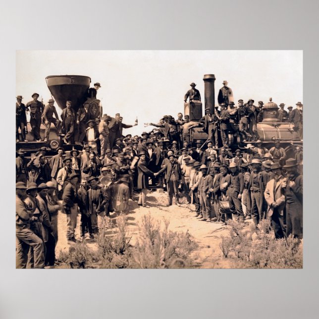 Poster Golden Spike Transcontinental Railroad 1869 (Devant)