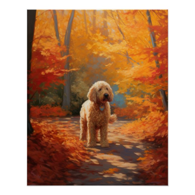 Poster Goldendoodle en automne Leaves Fall Inspire (Devant)