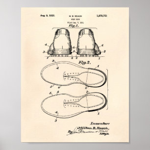 Poster Golf Chaussure 1932 Art Brevet - Vieux Poivre