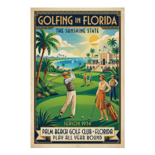 Poster Golf en Floride – Palm Beach 1934