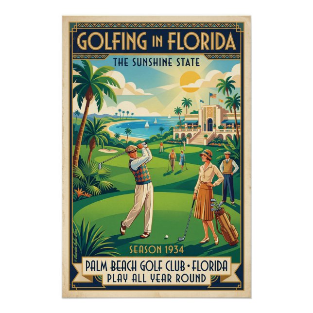 Poster Golf en Floride – Palm Beach 1934  (Devant)