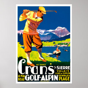 Poster Golf vintage en Suisse