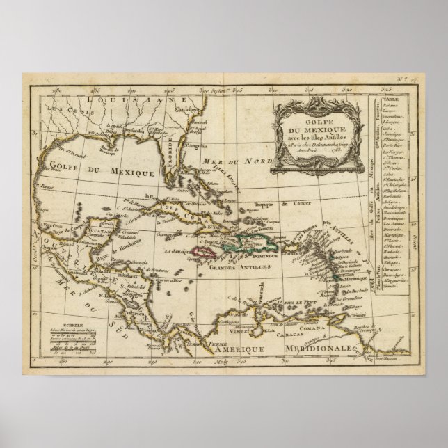 Poster Golfe du Mexique, îles des Caraïbes (Devant)