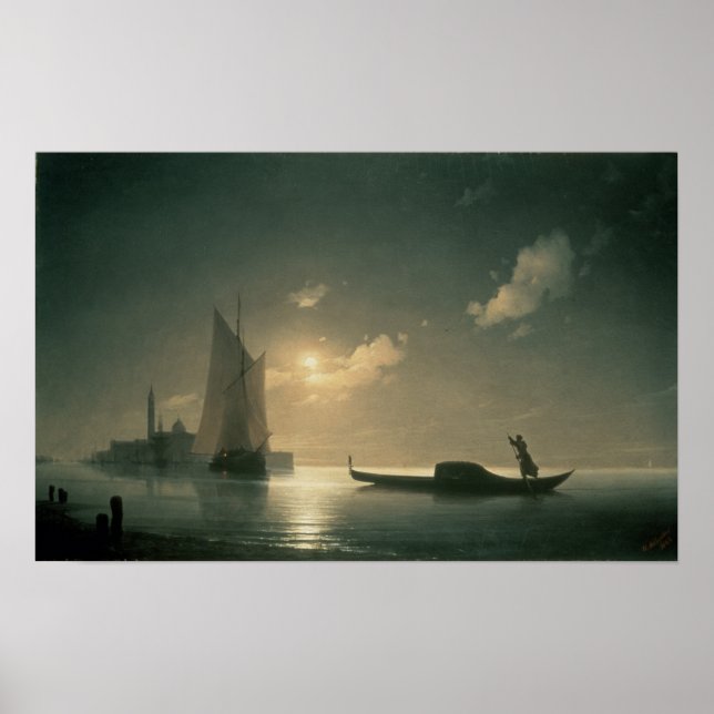 Poster Gondolier at Sea by Night, 1843 (Devant)