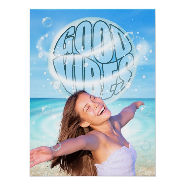Poster Good Vibes Inspirational Beach (Devant)